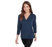 M&Co Womens Blue 3/4 Sleeve Wrap Top - Women's