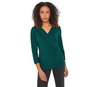 M&Co Womens Blue 3/4 Sleeve Wrap Top - Women's