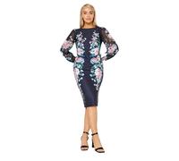 M&Co Womens Blue Floral Print Chiffon Shift Dress - Women's
