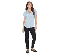 M&Co Womens Blue Gingham Frill Front Blouse - Women's