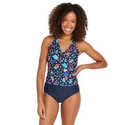 M&Co Womens Blue Ocean Spot Print Halter Neck Tankini Top - Women's