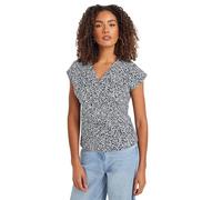 M&Co Womens Blue Spot Print Wrap Top - Women's