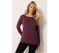 M&Co Women's Boat Neck Long Sleeve Jumper in Mauve | Size: 14/16