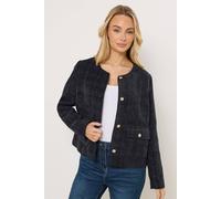 M&Co Women's Boucle Button Up Jacket in Dark Navy | Size: 12 M&Co Dark Navy 12