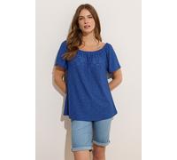 M&Co Women's Broderie Bardot Top in Blue | Size: 12 M&Co Blue 12