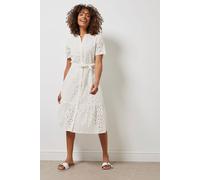 M&Co Women's Broderie Button Through Dress in White | Size: 12 M&Co White 12