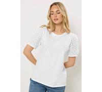 M&Co Women's Broderie Puff Sleeve Top in White | Size: 16 M&Co White 16