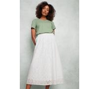M&Co Women's Broderie Midi Skirt in White | Size: 18 M&Co White 18