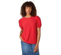 M&Co Womens Broderie Puff Sleeve Top - Women's Red