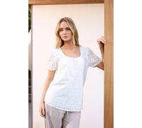 M&Co Women's Broderie Short Sleeve Cotton Top in White | Size: 18 M&Co White 18