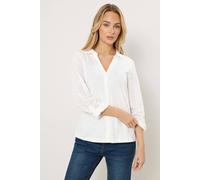 M&Co Women's Broderie Sleeve Shirt in White | Size: 10 M&Co White 10