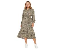 M&Co Womens Brown Leopard Print Midaxi Shirt Dress - Women's
