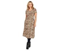 M&Co Womens Brown Leopard Print V-Neck Dress - Women's