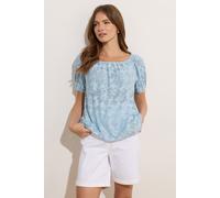 M&Co Women's Burnout Floral Bardot Top in Blue | Size: 16 M&Co Blue 16