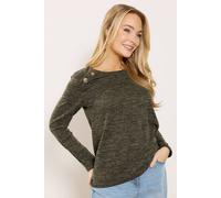 M&Co Women's Button Detail Long Sleeve Tunic Top in Dark Brown | Size: 14 M&Co Dark Brown 14
