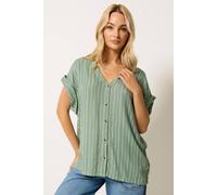 M&Co Women's Stripe Short Sleeve Blouse in Light Green | Size: 18 M&Co Light Green 18