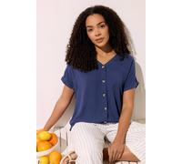 M&Co Women's Button Front Blouse in Mid Navy | Size: 18