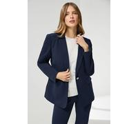 M&Co Women's Button Front Tailored Blazer in Mid Navy | Size: 14 M&Co Mid Navy 14
