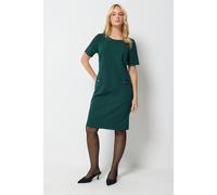 M&Co Women's Button Tab Detail Midi Dress in Green | Size: 10