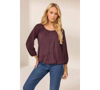 M&Co Women's Button Through Cotton Blouse in Dark Red | Size: 12