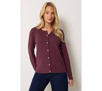 M&Co Women's Button Through Crew Neck Cardigan in Purple | Size: 10-12 M&Co Purple 10-12