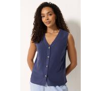 M&Co Women's Button Through Sleeveless Blouse in Dark Blue | Size: 20 M&Co Dark Blue 20
