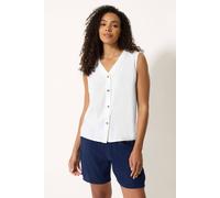 M&Co Women's Button Through Sleeveless Blouse in White | Size: 20 M&Co White 20