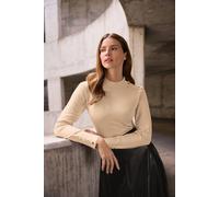 M&Co Women's Button Turtle Neck Jumper in Natural | Size: 14-16 M&Co Natural 14-16