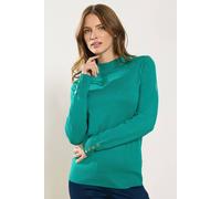 M&Co Women's Button Turtle Neck Jumper in Teal | Size: 14-16 M&Co Teal 14-16