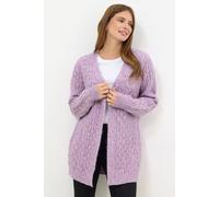 M&Co Women's Cable Knit Cardigan in Purple | Size: 14-16 M&Co Purple 14-16