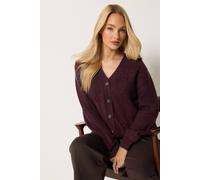 M&Co Women's Cable Knit Cardigan Sweater in Dark Mauve | Size: 10/12