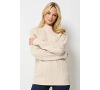 M&Co Women's Cable Knit Funnel Neck Jumper in Cream | Size: 14/16