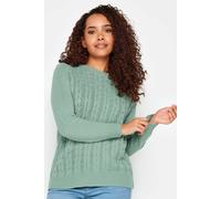 M&Co Women's Cable Knit Jumper in Green | Size: 14-16 M&Co Green 14-16