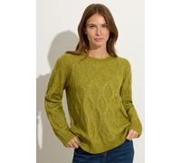 M&Co Women's Cable Knit Jumper in Green | Size: 22-24 M&Co Green 22-24
