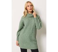 M&Co Women's Cable Knit Roll Neck Jumper in Green | Size: 10/12