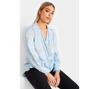 M&Co Women's Chain Print Cowl Neck Satin Blouse in Blue | Size: 8