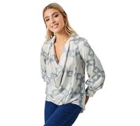 M&Co Womens Chain Print Cowl Neck Satin Blouse - Women's White
