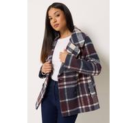 M&Co Women's Check Double Breasted Peacoat in Red | Size: 18