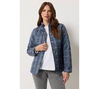 M&Co Women's Check Print Quilted Jacket in Mid Navy | Size: 12