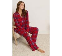 M&Co Women's Check Soft Touch Wide Leg Pyjama Set in Red | Size: 14-16 M&Co Red 14-16