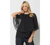 M&Co Women's Chiffon Cape Top in Black | Size: 12 M&Co Black 12