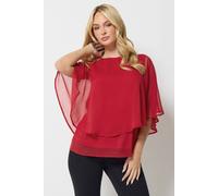M&Co Women's Chiffon Cape Top in Red | Size: 14