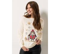 M&Co Women's Christmas Penguin Jumper in Ivory | Size: 14-16 M&Co Ivory 14-16