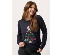M&Co Women's Christmas Trees Embellished Knitted Jumper in Dark Navy | Size: 10/12