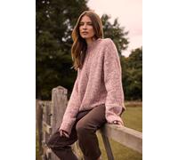 M&Co Women's Chunky Knit Textured Jumper in Pink | Size: 10-12 M&Co Pink 10-12