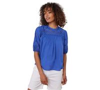 Broderie Panel Blouse M&Co Cobalt 12
