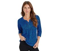 M&Co Womens Cobalt Leopard Print Cotton Henley Top - Women's