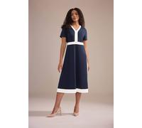 M&Co Women's Colourblock Midi Dress in Mid Navy | Size: 18