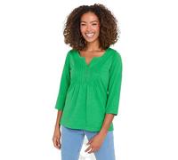 M&Co Womens Cotton 3/4 Sleeve Henley Top - Women's Green
