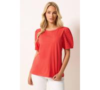 M&Co Women's Cotton Broderie Top in Orange | Size: 18
